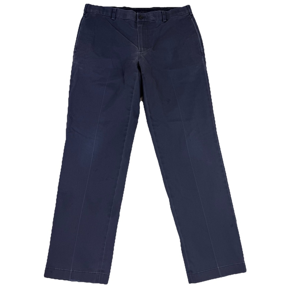 Brooks Brothers Advantage Chino Clark 35x32 Navy Blue Distressed Frayed
